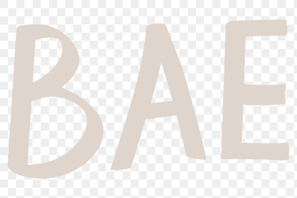 Png bae doodle text in gray sticker