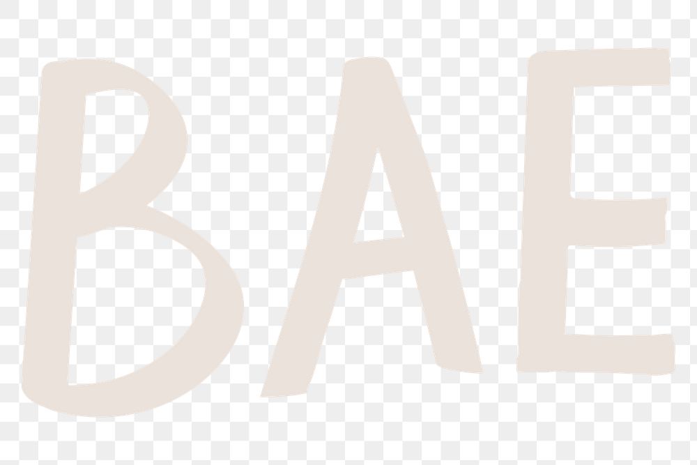 Png bae doodle text in gray sticker