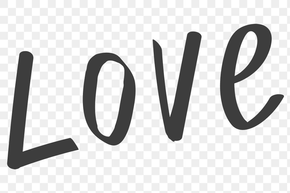Png love doodle text in black sticker