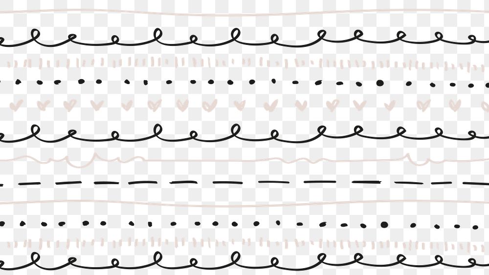 Png cute heart line pattern transparent background