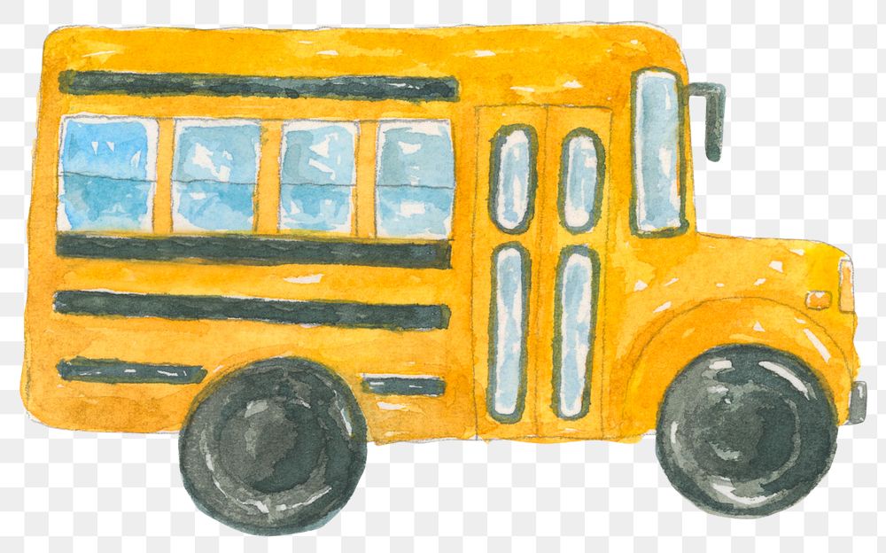 PNG school bus watercolor education graphic digital sticker