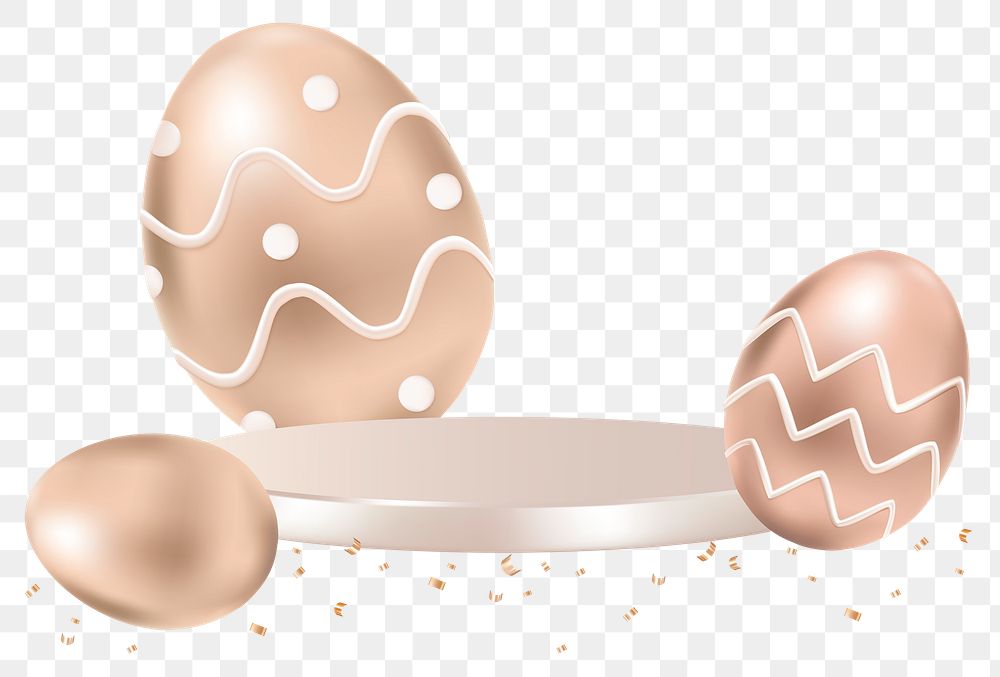 Png Easter product 3D background with rose gold painted eggs