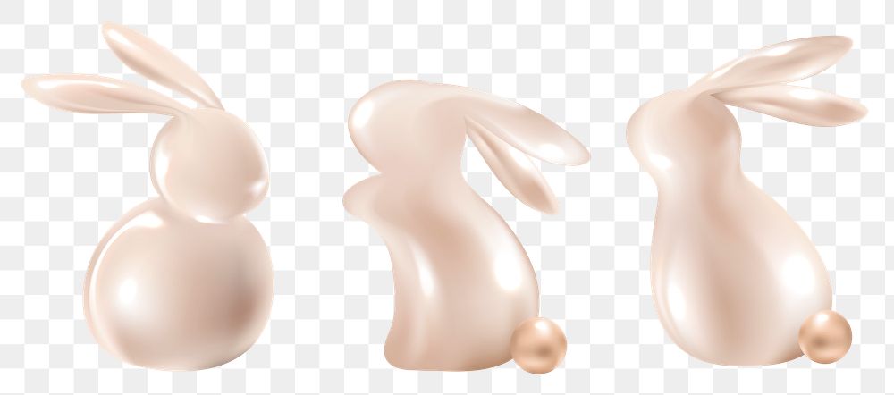 Png luxury easter bunnies 3D in rose gold design element