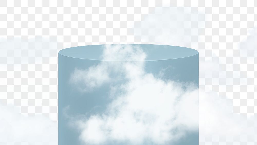 Png 3D rendering blue product podium with clouds