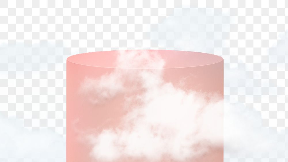 Png 3D rendering pink product podium with clouds