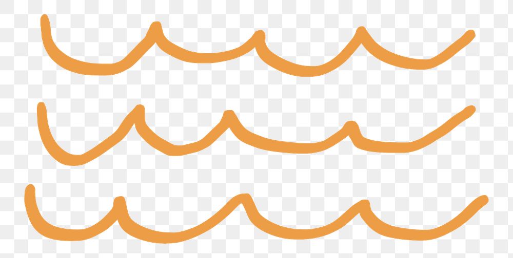 Png ocean waves cute doodle summer clipart in orange
