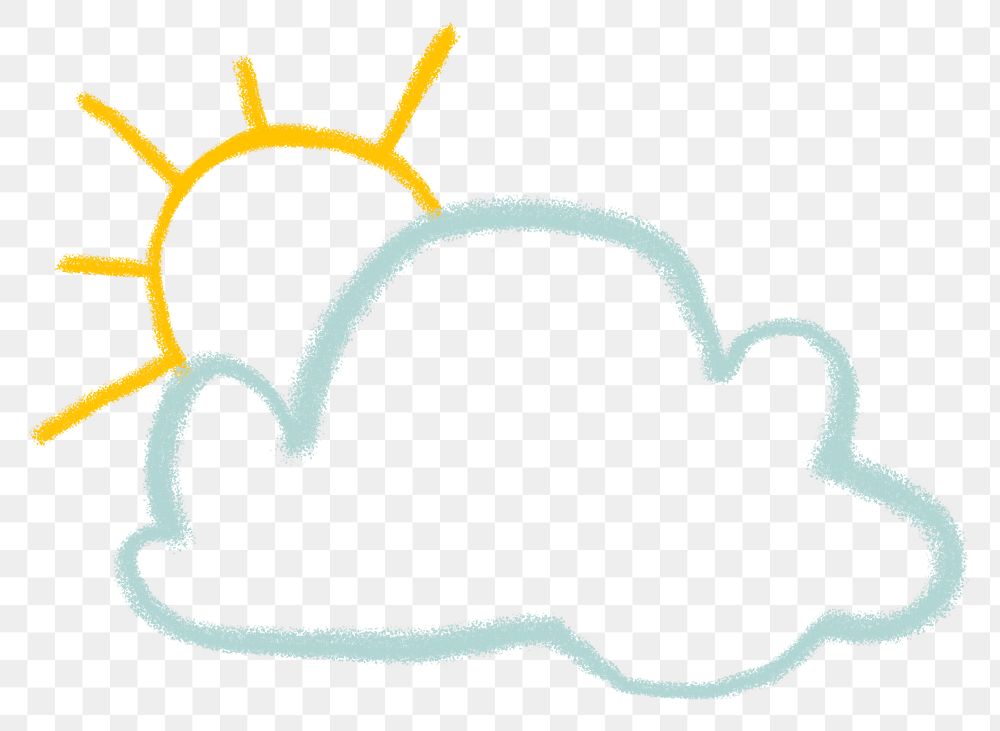 Png sun and cloud doodle journal sticker for kids