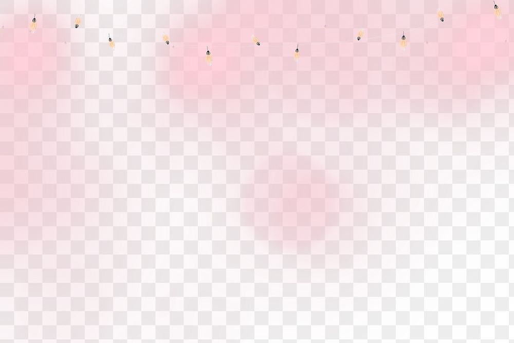 String lights border png with pink bokeh effect on transparent background