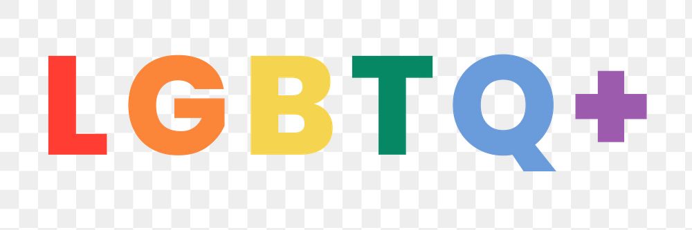 Rainbow sticker png with LGBTQ+ text for pride month