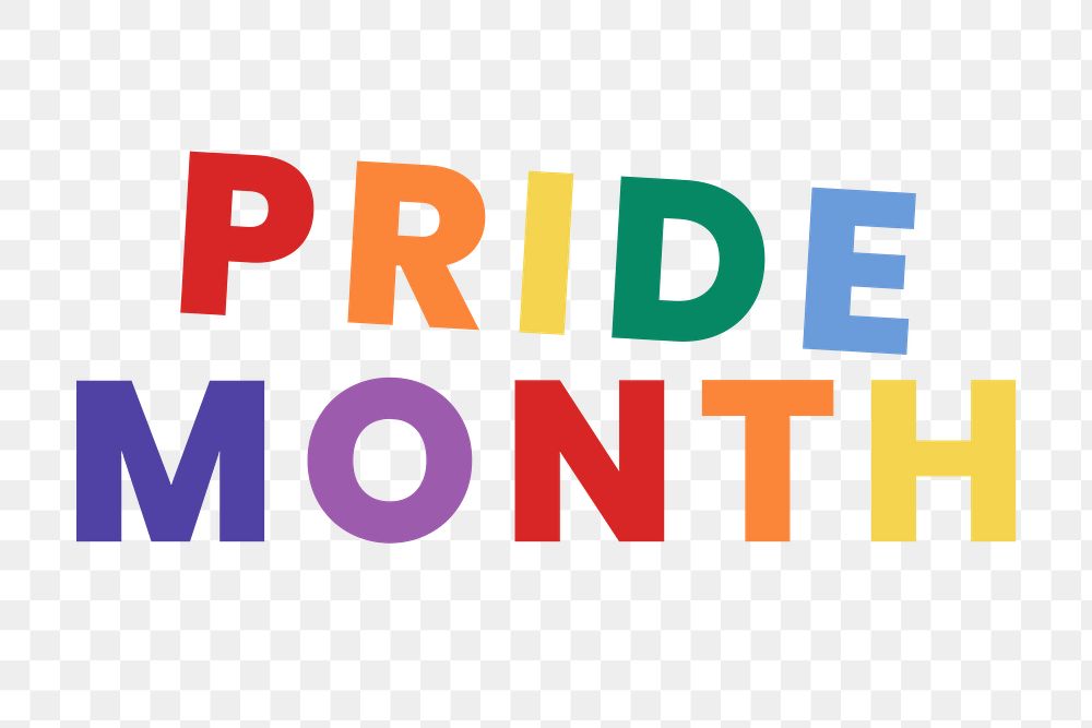 Pride month rainbow sticker png with text