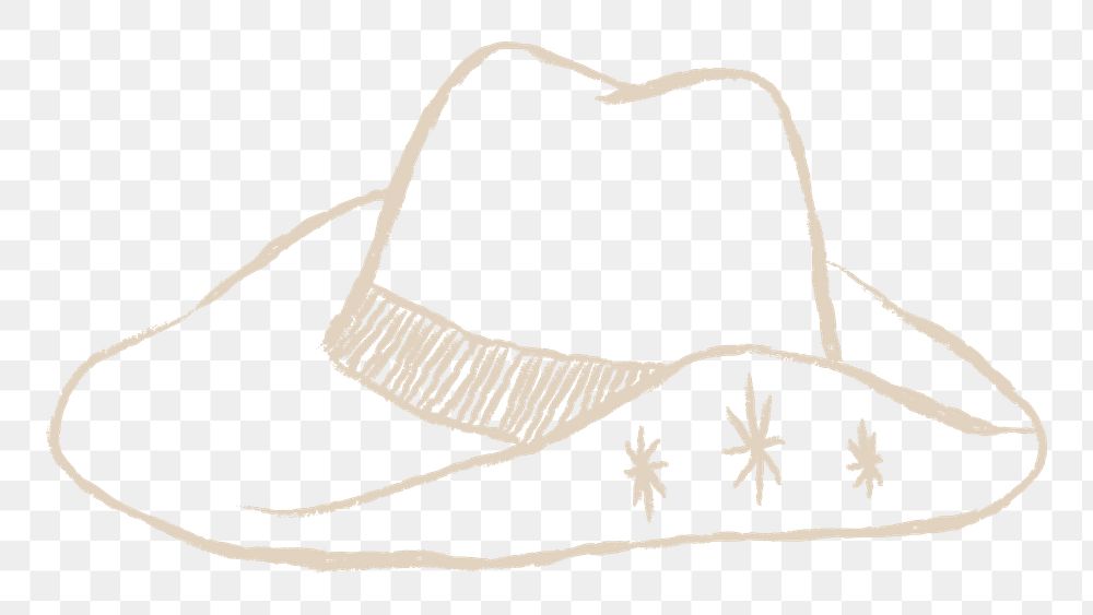 Png cowboy hat logo hand drawn illustration in beige