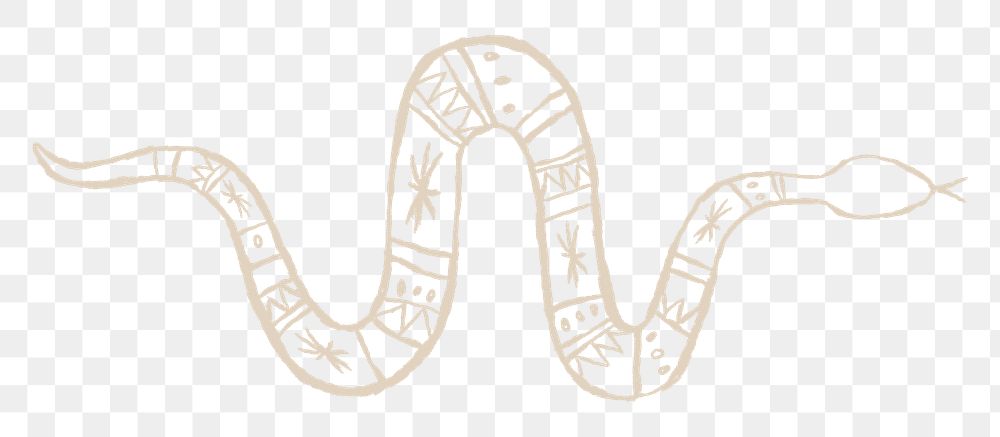 Snake logo png hand drawn illustration in beige