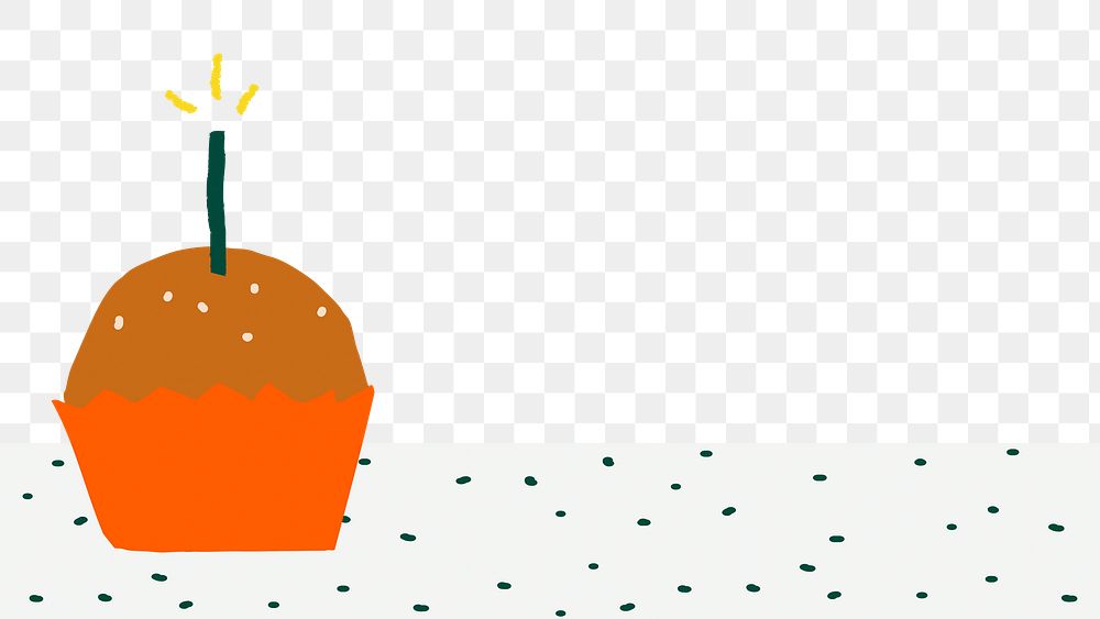 Birthday png border background cute cupcake with candle