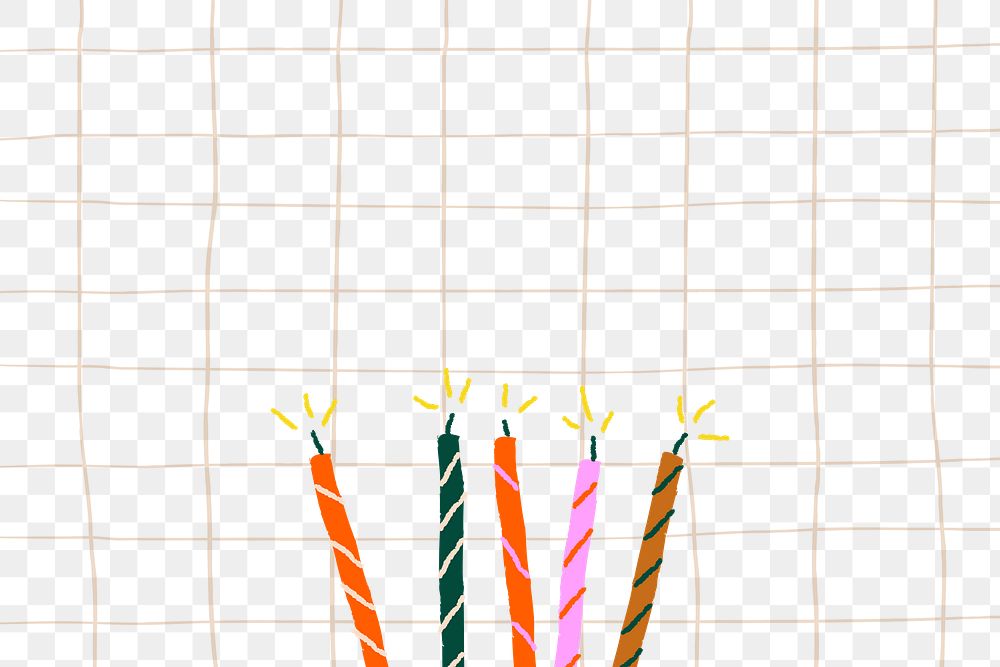 Candles png border background cute birthday party doodle