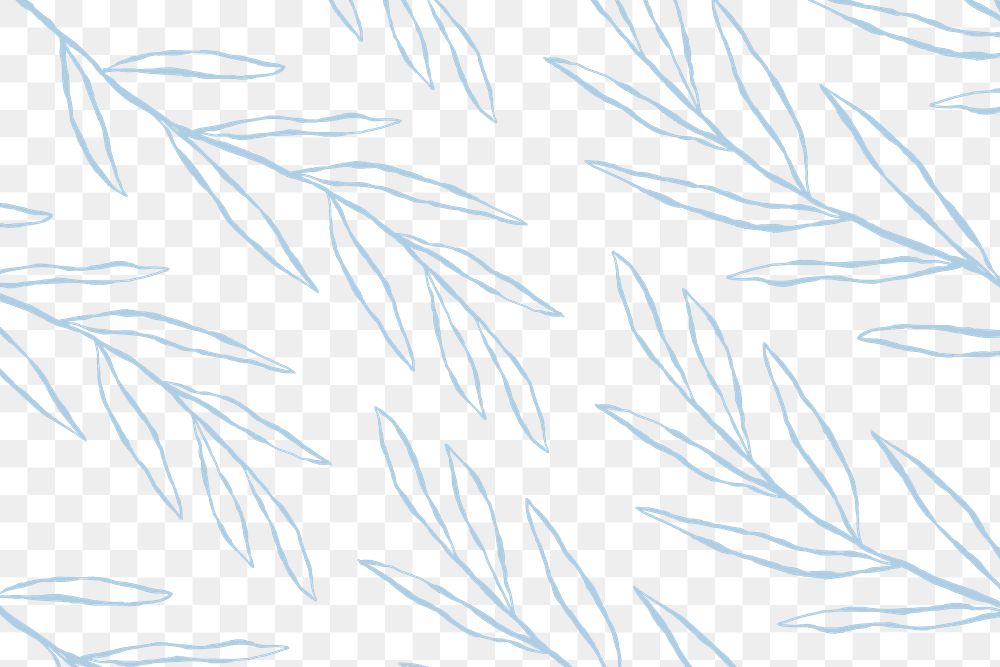 Leaf png doodle pattern eucalyptus in blue