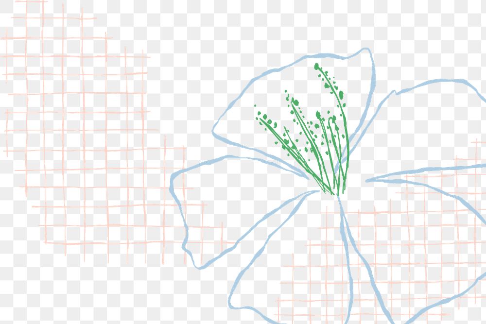 Hibiscus png background aesthetic doodle with grid