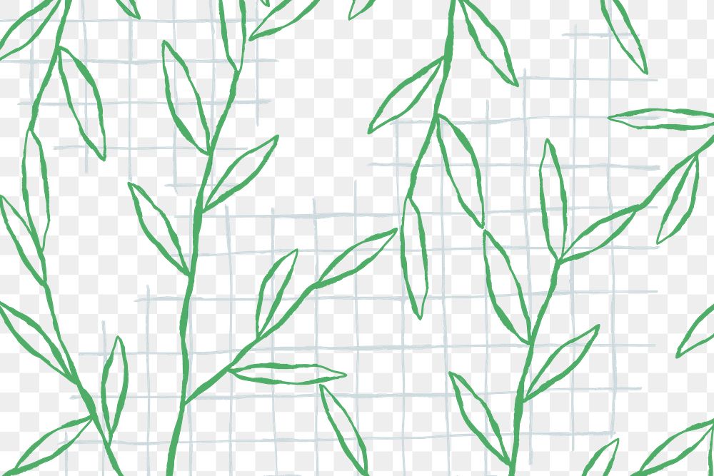 Leaf png doodle pattern in green