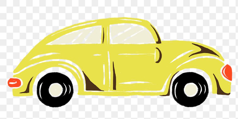 Yellow car png cute vehicle sticker for transport