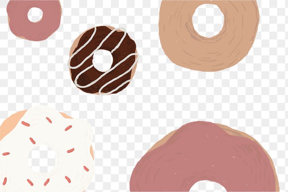 Cute donut patterned background png cute hand drawn style