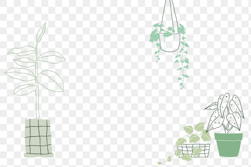 Cute houseplant png border doodle