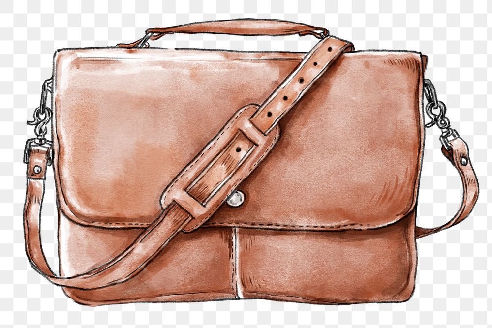Men's png messenger bag hand drawn fashion illustration