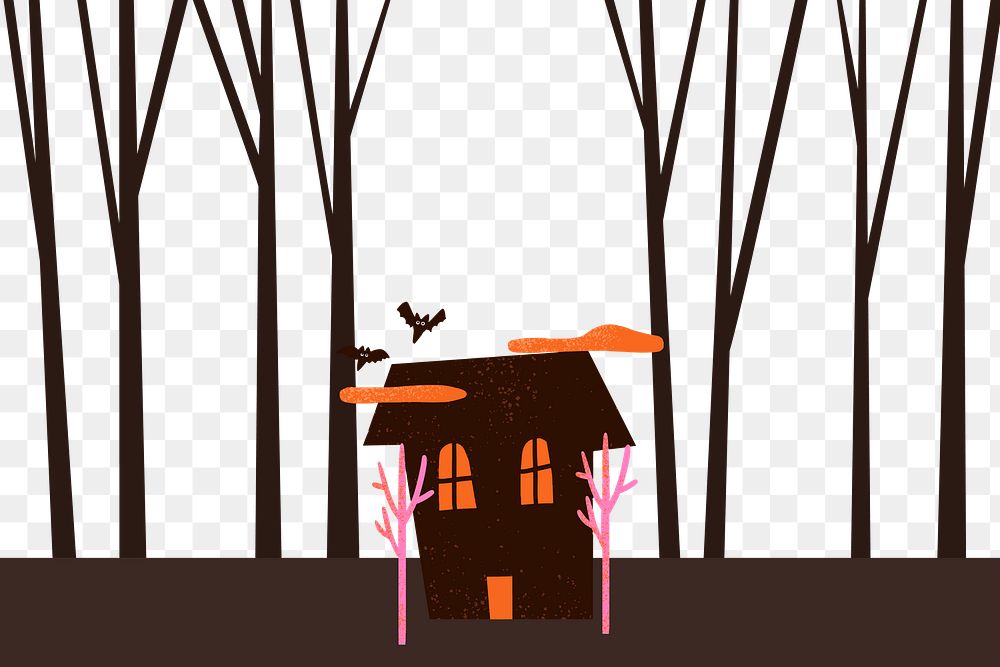 Halloween PNG background illustration, brown spooky haunted house