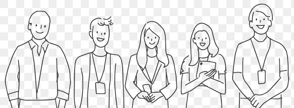 People PNG doodle happy colleagues illustration characters