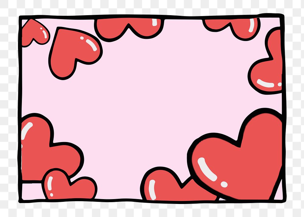Heart frame png pink doodle background