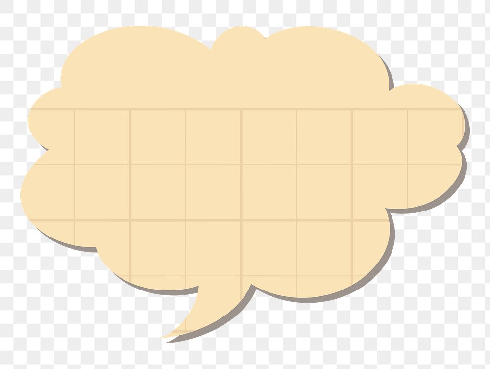 PNG speech bubble sticker in beige grid paper pattern style