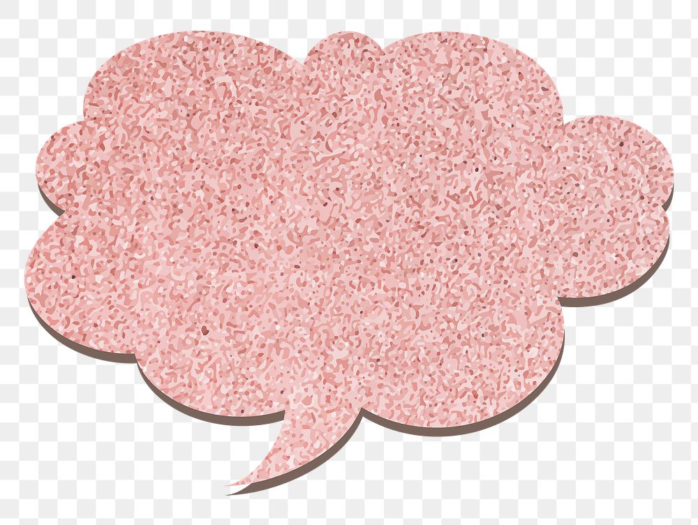 Speech bubble png sticker in pink glitter texture style