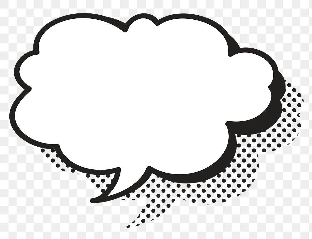 PNG speech bubble sticker, cartoon halftone style