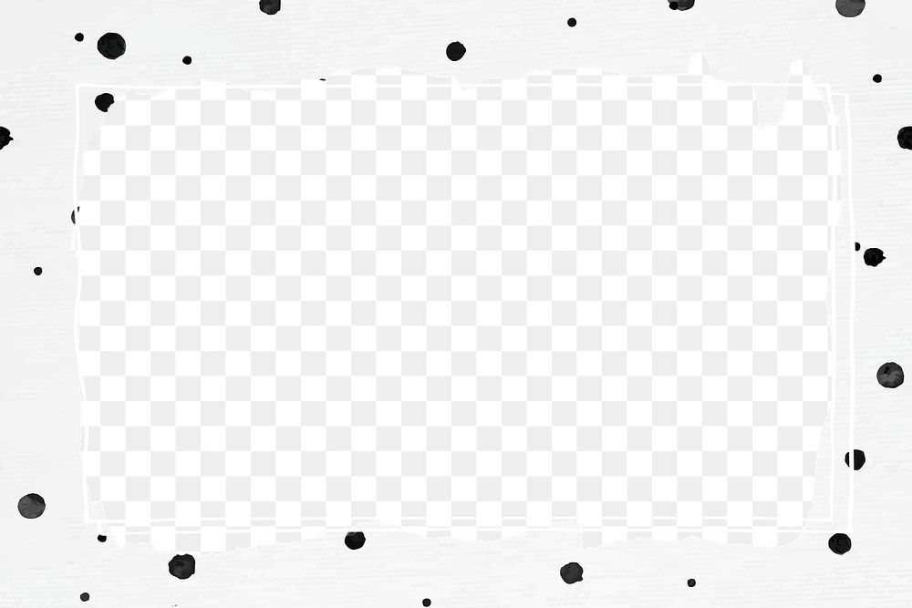 Png frame of polka dot ink brush pattern transparent background