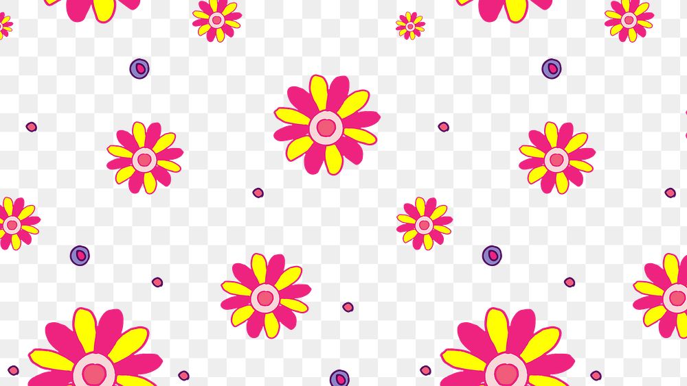 Yellow pink flower png pattern transparent banner