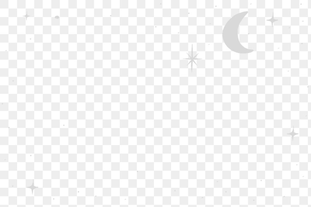 Moon and stars silver png border starry sky