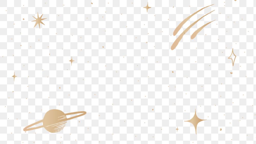 Saturn galaxy gold png starry sky border on transparent background