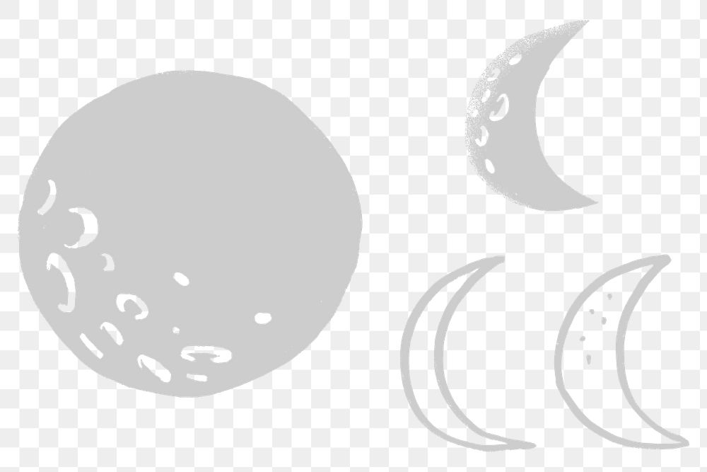 Cute moon gray png galaxy doodle illustration sticker