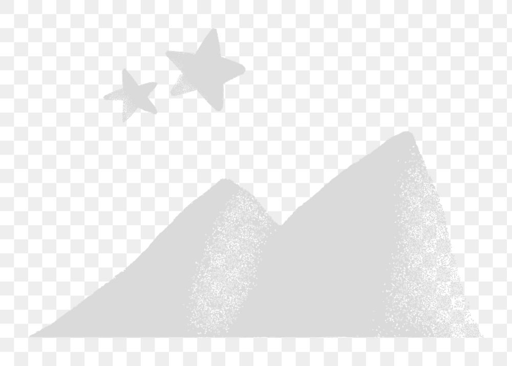 Mountain stars png white cute doodle illustration sticker