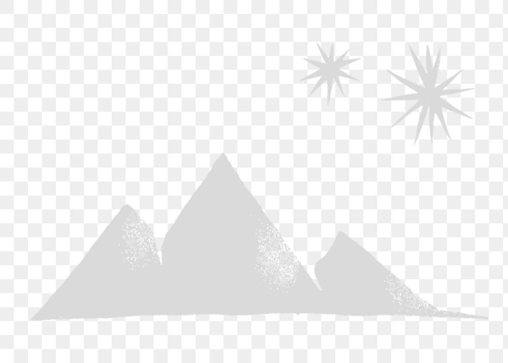 Mountain stars png white cute doodle illustration sticker