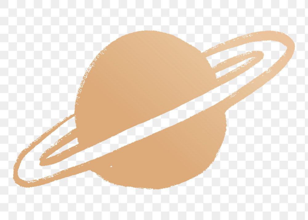 Golden png Saturn galactic doodle sticker