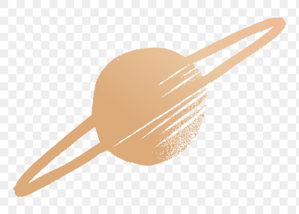 Golden png Saturn galactic doodle sticker