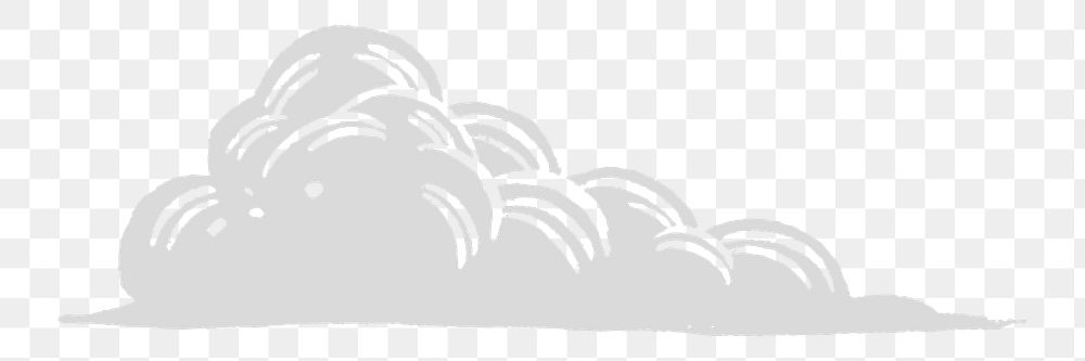 Gray png cloud cute doodle sticker