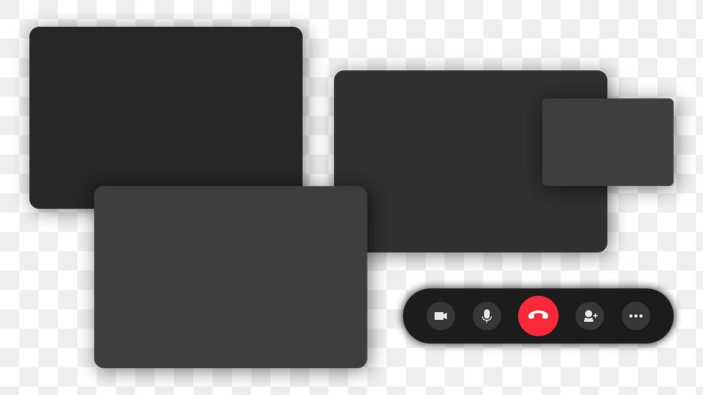 Video conferencing application png set black background with design space