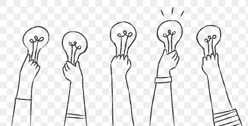 Creative ideas png, light bulb doodle