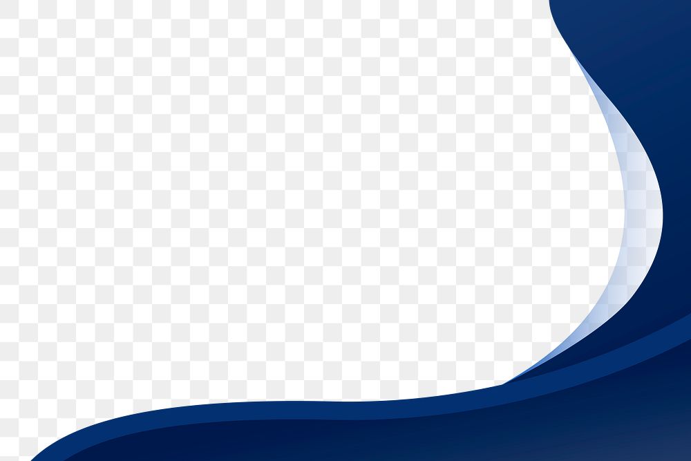 Blue curved border transparent background png for corporate business