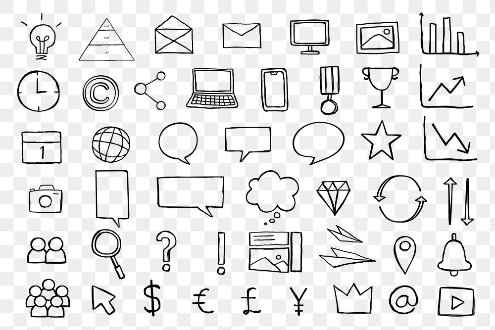 Useful business icons png for marketing black collection