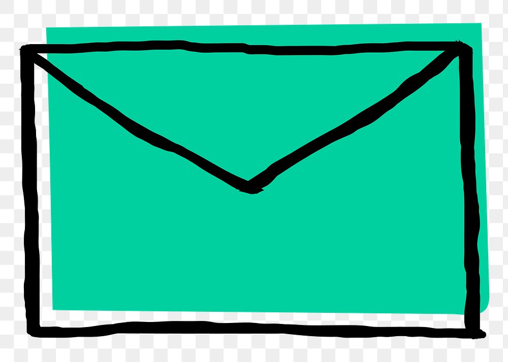 Green envelope png doodle hand drawn icon
