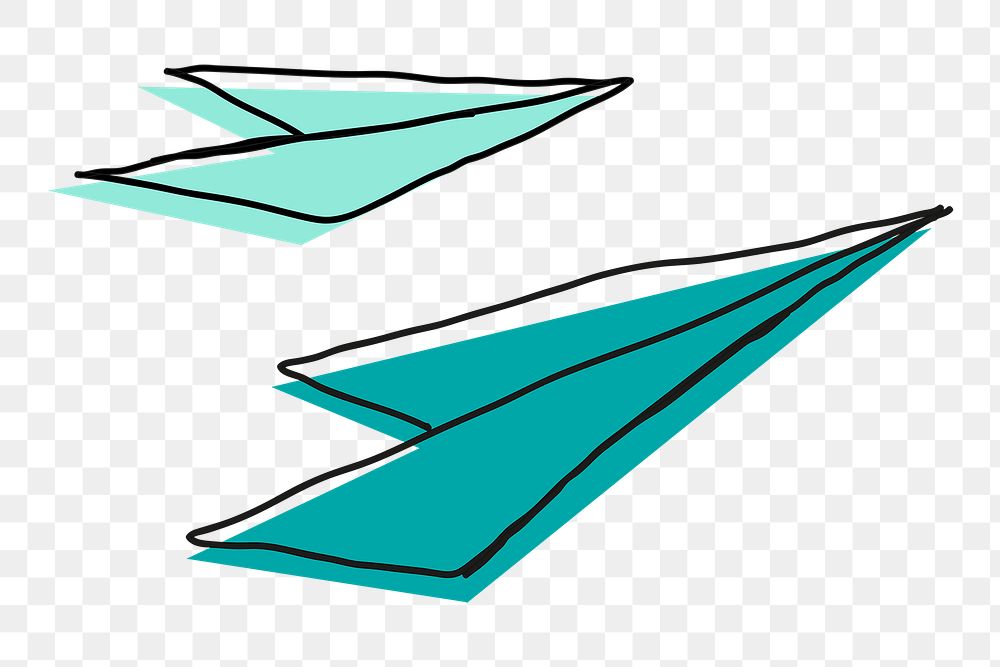 Green paper planes transparent png sticker