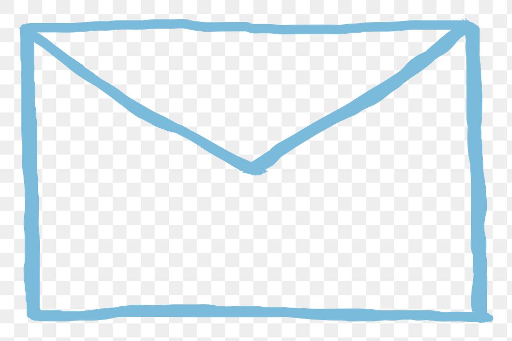 Blue hand drawn envelope transparent icon