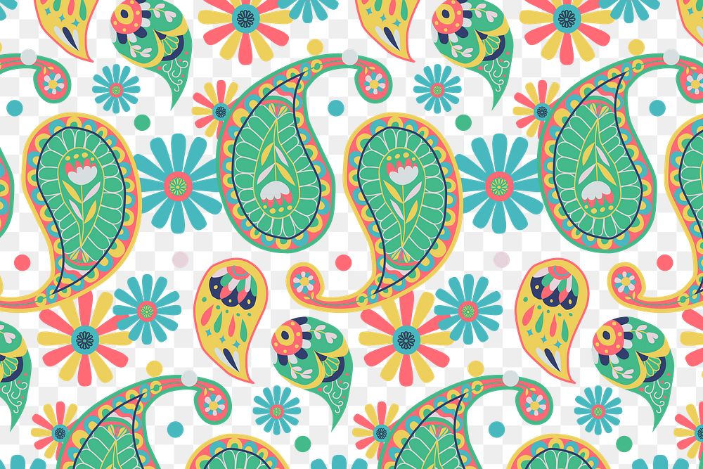 Oriental paisley pattern png transparent background