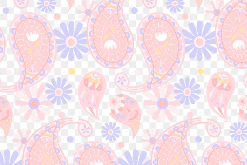 Pastel paisley pattern png transparent background